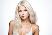 Beautiful girl with hair coloring in ultra blond portrait adult white background. AI generated Image by rawpixel.