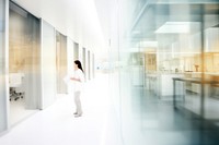 Medical center architecture building corridor. 