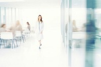 Medical center walking adult white. AI generated Image by rawpixel.