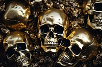 Skull pattern texture gold anthropology darkness. AI generated Image by rawpixel.