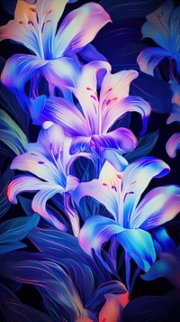 Lily blossom flowers graphics pattern purple. AI generated Image by rawpixel.