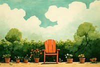 Chair in the middle of a garden furniture painting outdoors. AI generated Image by rawpixel.