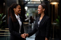 Business woman greeting adult black. AI generated Image by rawpixel.