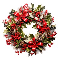 Christmas decorative wreath of holly christmas white background celebration. AI generated Image by rawpixel.