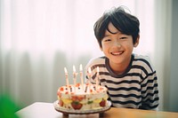 Happy boy Taiwanese birthday party cake dessert candle. AI generated Image by rawpixel.