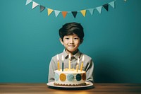 Happy Korean boy birthday party cake dessert candle. 