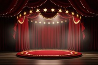Circus stage curtain theater circle. 