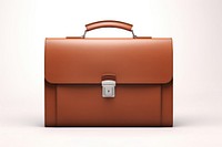 Leather briefcase handbag white background organization. 