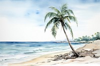 Palm tree beach outdoors nature. AI generated Image by rawpixel.