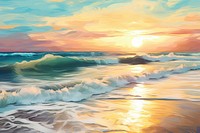 Beach sunrise landscape outdoors horizon. AI generated Image by rawpixel.