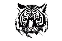 Tiger pattern on brush stroke animal white logo. AI generated Image by rawpixel.