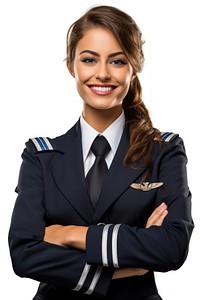 Female pilot portrait adult white background. AI generated Image by rawpixel.