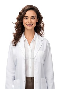 Mexican female scientist portrait coat white background. AI generated Image by rawpixel.