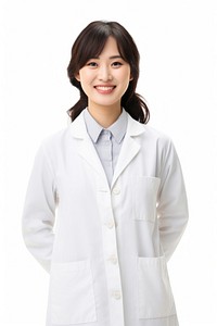 Asian female scientist portrait coat white background. AI generated Image by rawpixel.