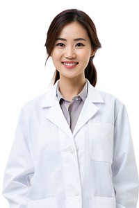 South east asian female scientist portrait coat white background. AI generated Image by rawpixel.