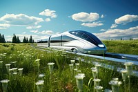 Clean white train outdoors vehicle railway. AI generated Image by rawpixel.