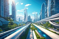 Hyperloop city architecture futuristic. 