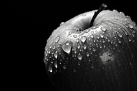 Extreme close-up apple monochrome plant black. AI generated Image by rawpixel.