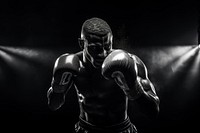 Boxing man punching in the air boxing monochrome sports. AI generated Image by rawpixel.