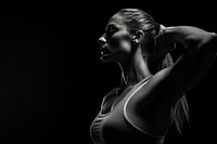 Fit woman stretching her muscle photography monochrome portrait. AI generated Image by rawpixel.