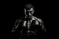 Man boxing pose photography monochrome portrait. AI generated Image by rawpixel.