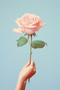Woman hand holding roses flower plant inflorescence. AI generated Image by rawpixel.