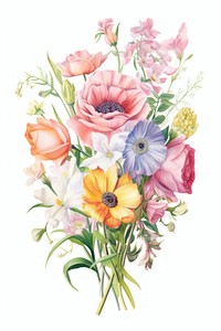 Wedding flower bouquet painting plant rose. AI generated Image by rawpixel.