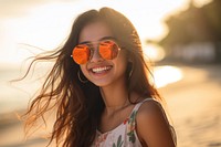 Filipino teenager glasses summer beach. AI generated Image by rawpixel.