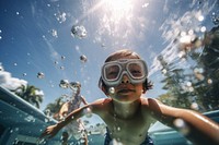 Vietnamese kids summer recreation underwater. AI generated Image by rawpixel.