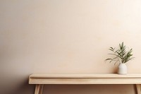 Wooden console with a plant on top of it architecture wall houseplant. AI generated Image by rawpixel.