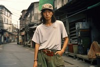 Chinese man full body not potrait outdoors adult city. AI generated Image by rawpixel.