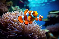 Clownfish swimming in sea anemone outdoors animal nature. AI generated Image by rawpixel.