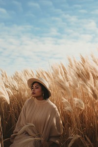 Autumn clothing field grass outdoors. AI generated Image by rawpixel.