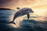 Dolphin jumping animal mammal. AI generated Image by rawpixel.