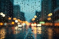 Rain drop on window reflection light city outdoors. AI generated Image by rawpixel.