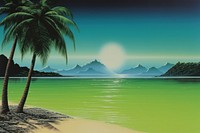 Crystal green blue ocean landscape beach reflection. AI generated Image by rawpixel.