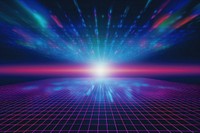 Purple lightning blue grid ground bright space illuminated. AI generated Image by rawpixel.