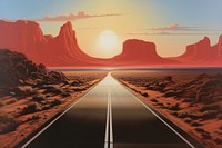 Road in desert landscape highway nature. AI generated Image by rawpixel.