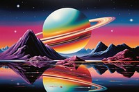 Saturn reflection landscape astronomy. AI generated Image by rawpixel.