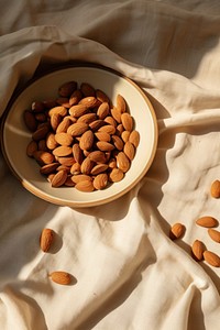Nuts almond food bowl. AI generated Image by rawpixel.