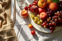 Fruits plate apple peach. AI generated Image by rawpixel.