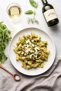Pesto Pasta pasta vegetable plate. AI generated Image by rawpixel.