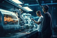 Two engineers factory machine adult. AI generated Image by rawpixel.