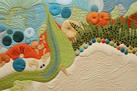 Beach embroidery patchwork quilting. AI generated Image by rawpixel.