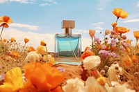 Purfume bottle perfume flower blue. 