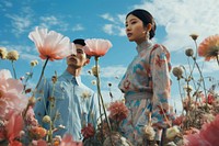 Thai man and woman flower plant adult. AI generated Image by rawpixel.