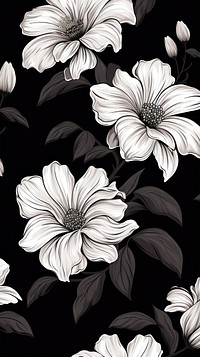 Monochrome vintage flower craft pattern petal plant. AI generated Image by rawpixel.