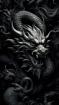 Monochrome chinese dragon black backgrounds | Premium Photo ...