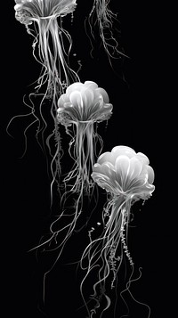 Monochrome jellyfish invertebrate underwater chandelier. AI generated Image by rawpixel.