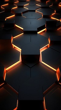 Monochrome neon light hexagon pattern black illuminated backgrounds. 